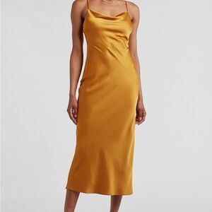 Express yellow satin maxi dress